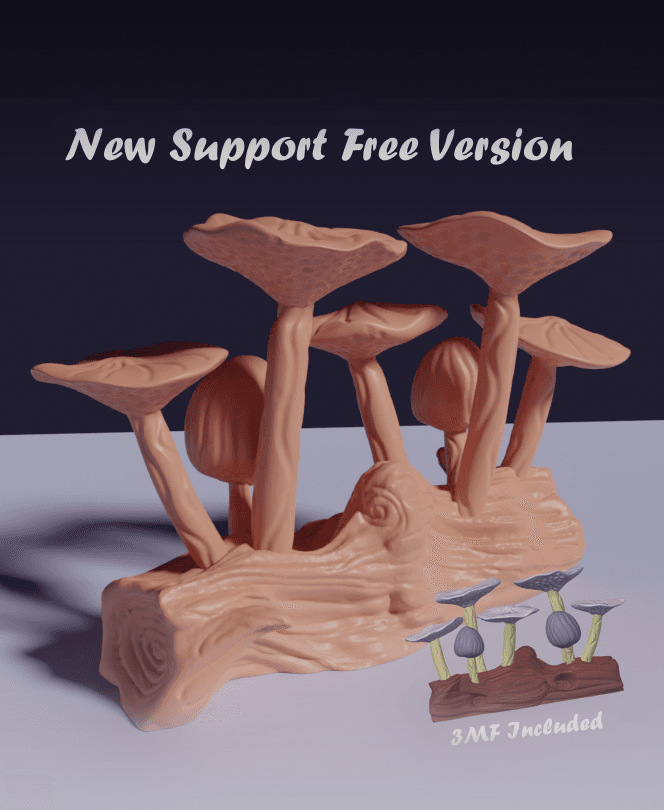 Mushrooms Free Standing, Decorative Statue, Art, Wood Carving, Sculpture, Fungi Wall Decor 3d model