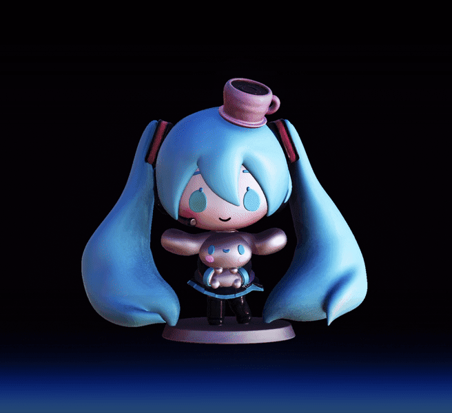 Hatsune Miku X Cinnamoroll Chibi Figure - Fan Art 3D Print Model 3d model