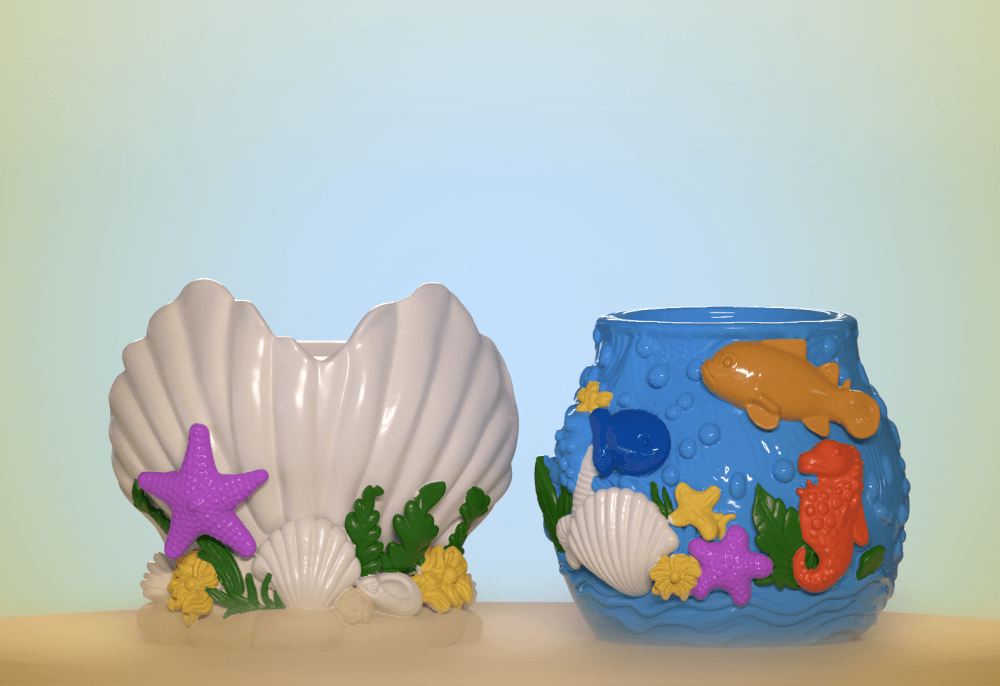 Ocean Life Succulent Planters Set 3d model