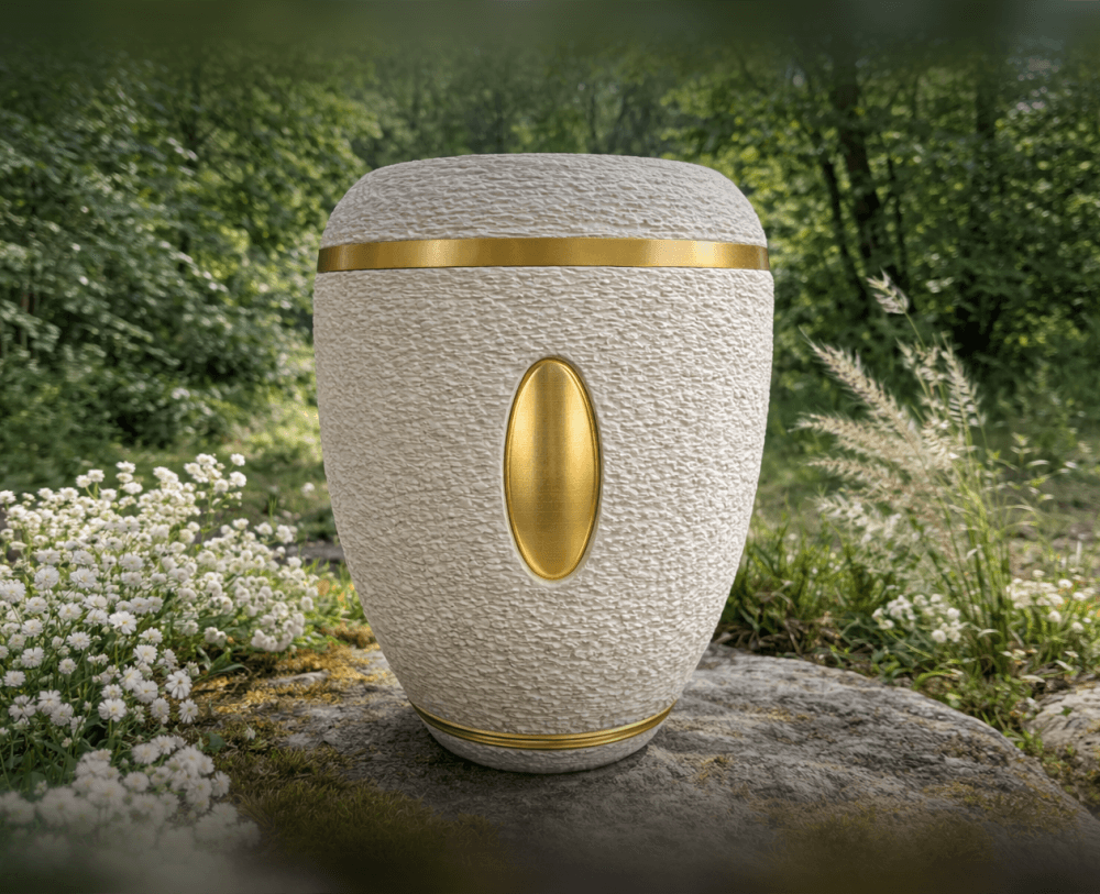 Harmonia Nature Oval Edition – Designer Urn with Golden Medallion 3d model
