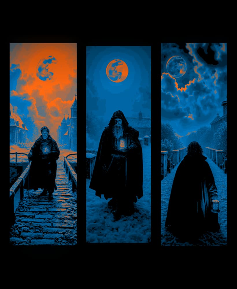 The mysterious Walker under the fire moon - Fantasy set of bookmarks 3d model