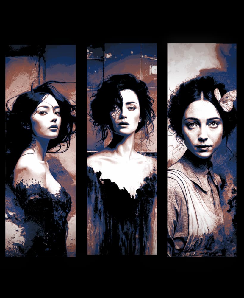 Vintage Portraits of a woman - the eyes can tell stories a person wants to hide - Set of bookmarks 3d model