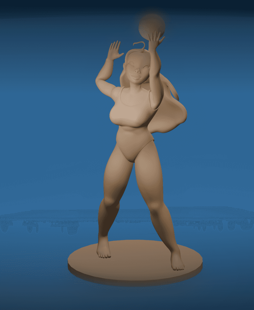 Toon girl volleyball figure in a bathing suit v2 3d model
