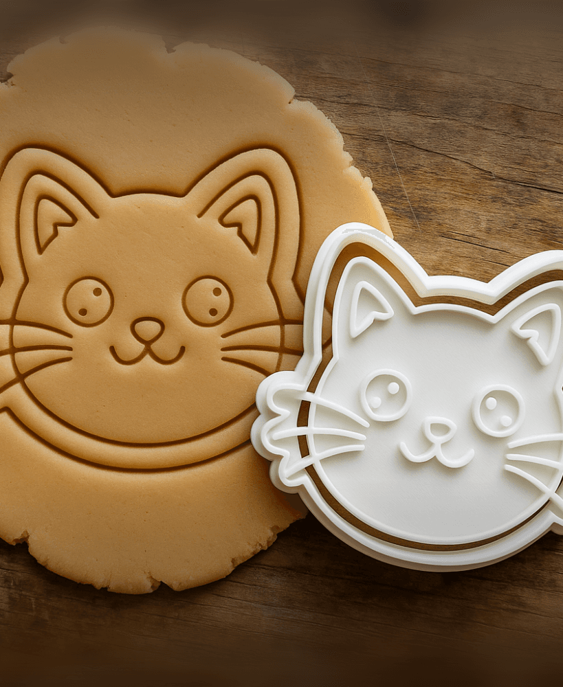 Smiling Cat Cookie Cutter And Stamp 3d model