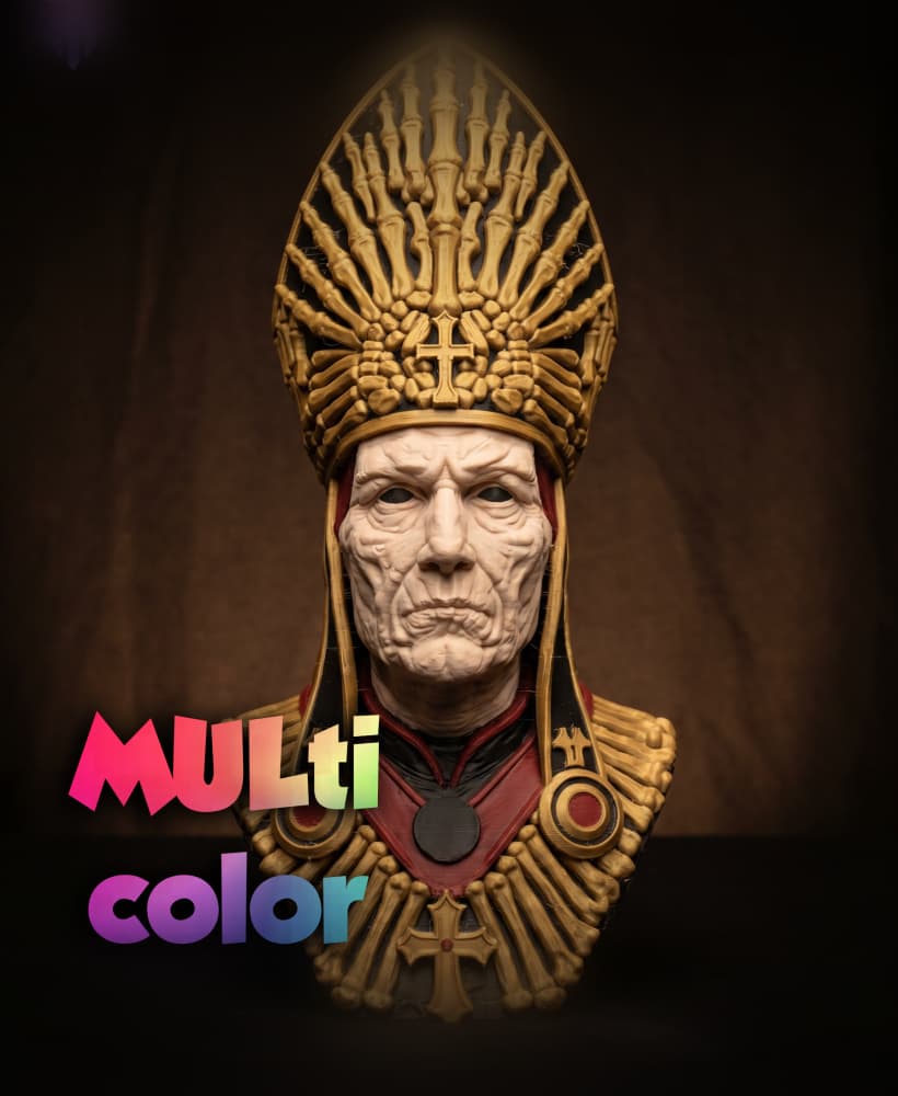 Skeleton Pope Bust 3MF | Gothic Multi-Color | OccultDecor 3d model