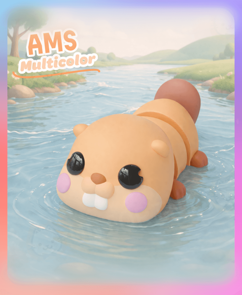Flexi Beaver Keychain (Multicolor) 3d model
