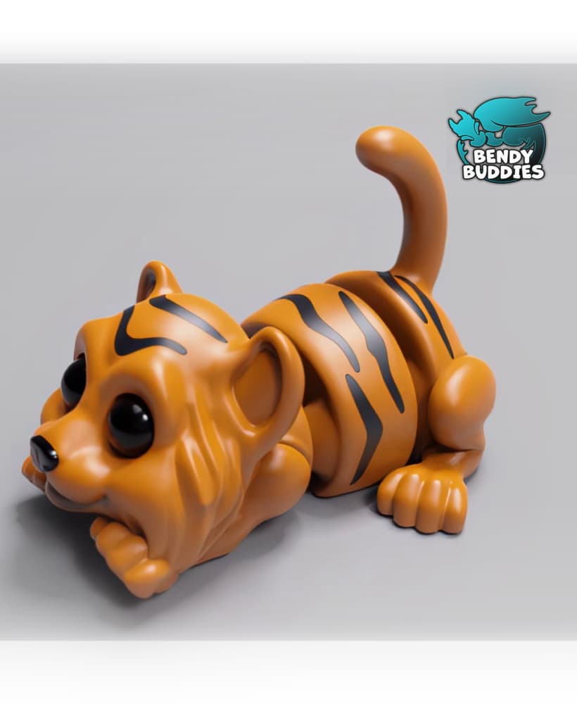 Tigerpaw Cute Tiger / Wild Animal Articulated / Print-in-Place Southern Creature / Cute Feline Cat 3d model