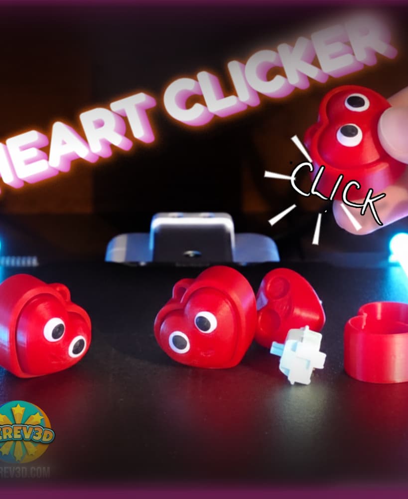 Heart Clicker (Heart Fidget Pack) with Keychain Versions, No Supports 3D Print STL/3MF 3d model