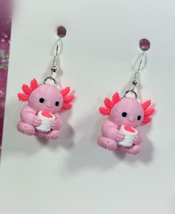 Axolotl Coffee Earrings 3d model