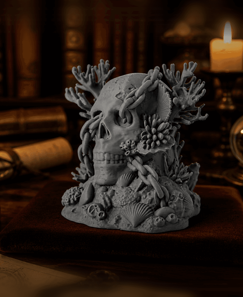 Coral Skull Sculpture Ocean-Inspired Sunken Decor 3d model