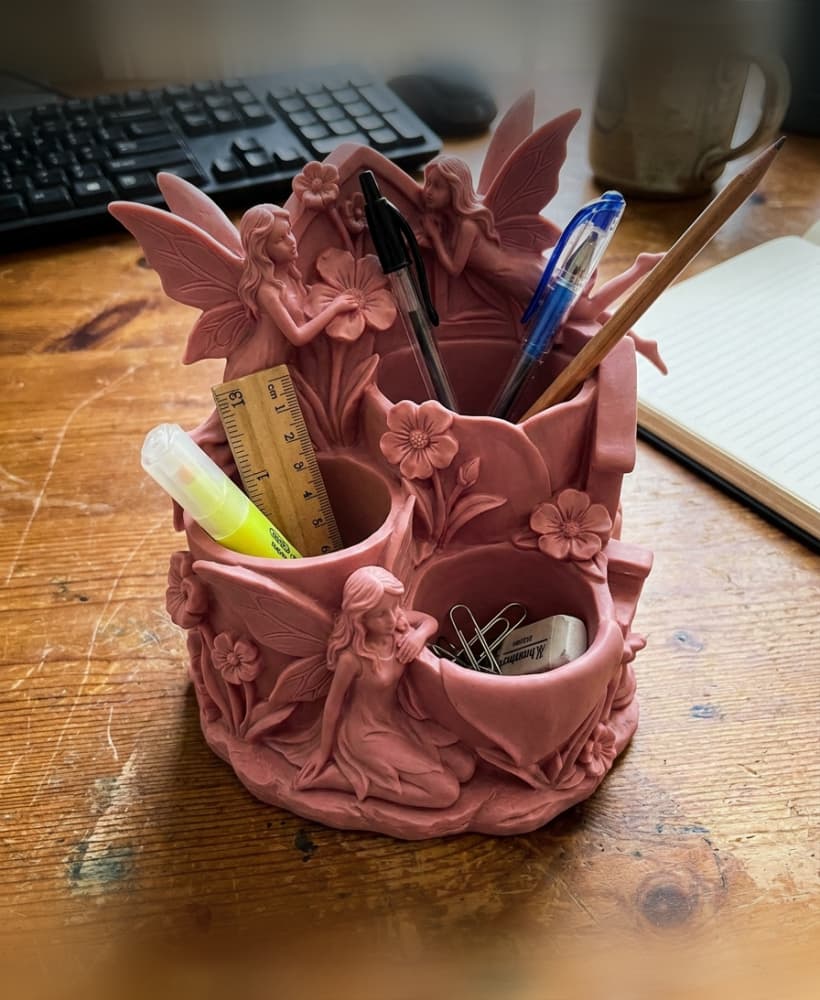 Enchanted Fairy Garden Desk Organizer | Whimsical Office Storage & Decor 3d model