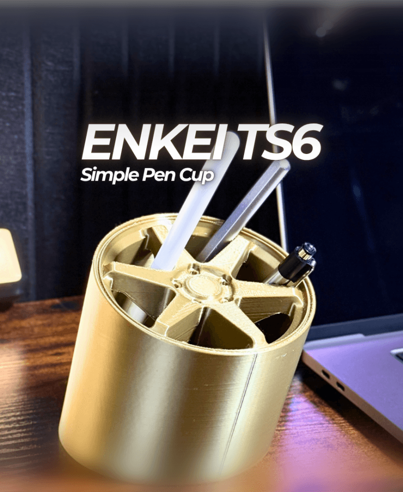 Enkei TS6 Wheel Pen Cup | No-Support Print | Automotive Desk Organizer 3d model