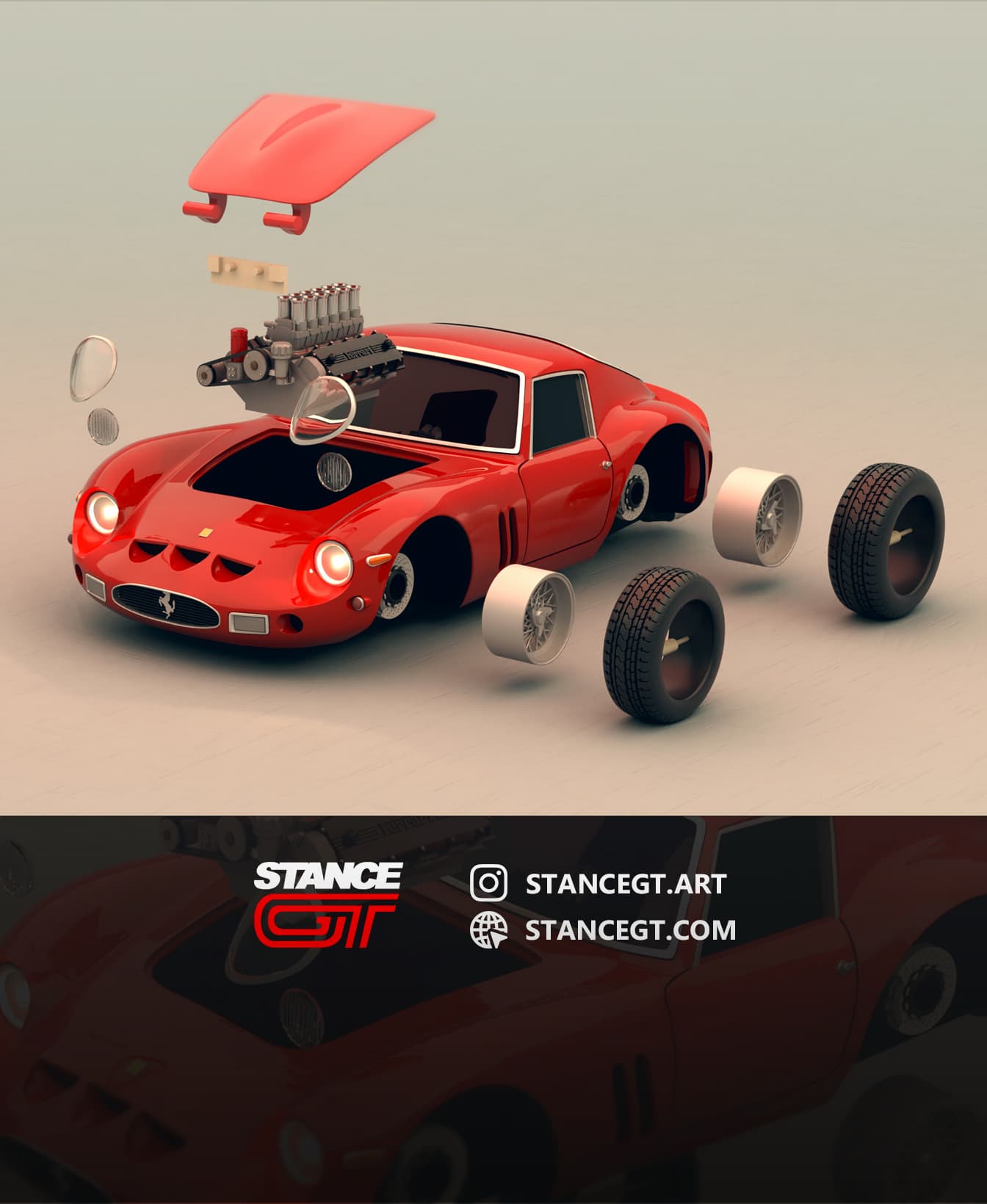 Ferrari 250 GTO | Scale Model car (Pre-supported STL included) 3d model