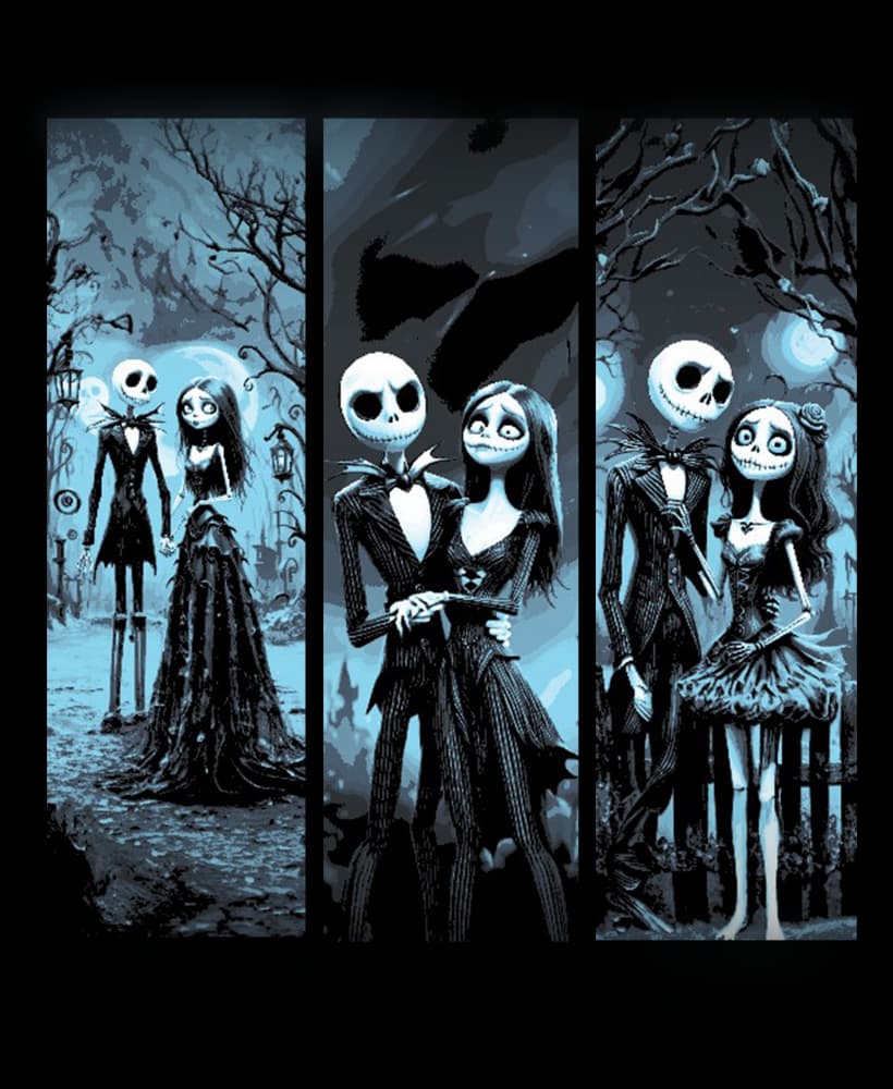 Fan Art from Nightmare before Christmas - Portraits of Jack and Sally through the years - Set of 3 B 3d model