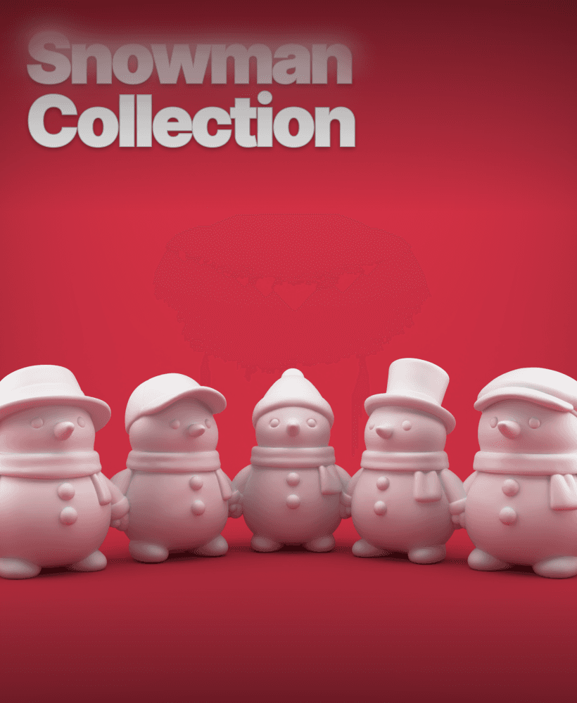 Minimalist Snowman Collection – 5 Cute Christmas Snowmen Bundle for Easy 3D Printing 3d model
