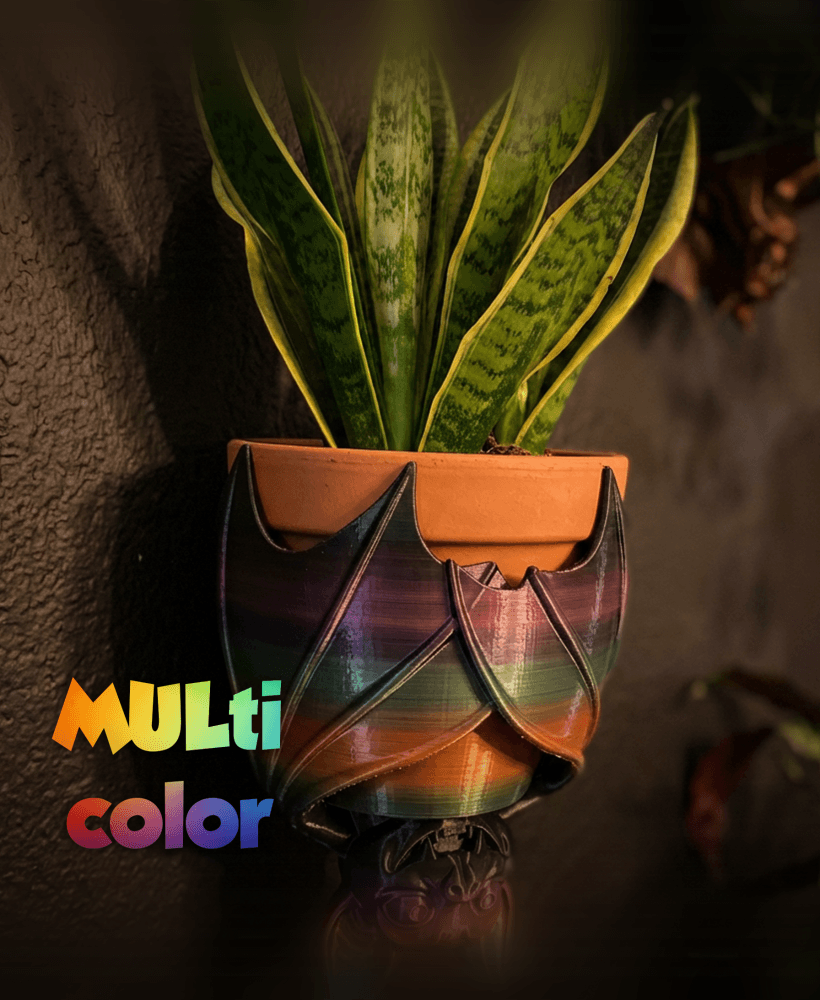 Hanging Bat Planter Multi-Color 3MF | Gothic Wall Pot | Bambu Ready 3d model