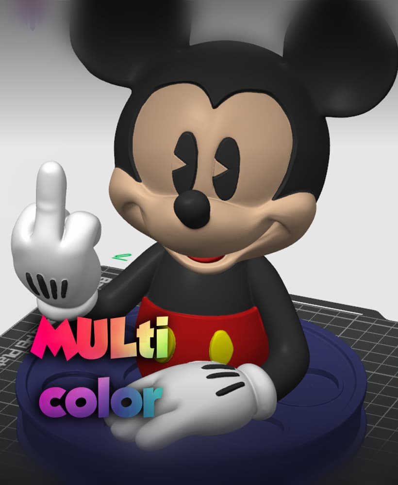 Rude Cartoon Mouse Figure 3MF | FanArt Multi-Color | Funny 3d model
