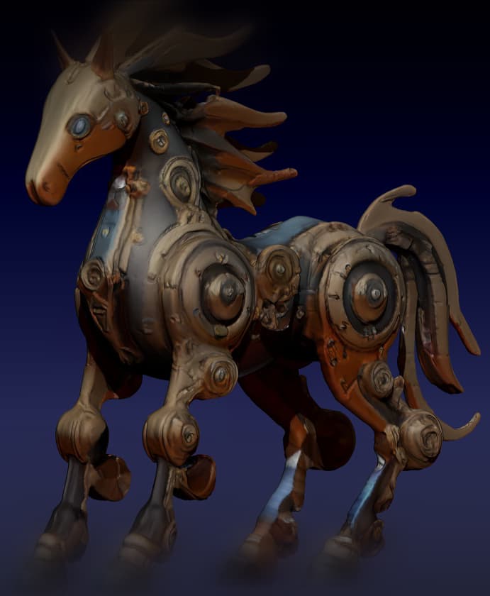 Mechanical Marvel - Chronosteed - The Clockwork Horse - FREE For Personal Use 3d model