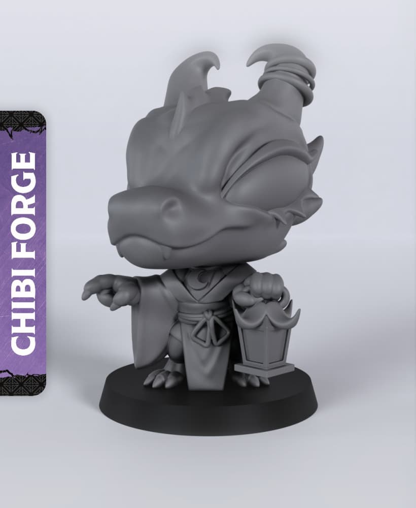 Dragonborn Female Sorc Chibi - With Free Dragon - 5e DnD Inspired for RPG and Wargamers 3d model