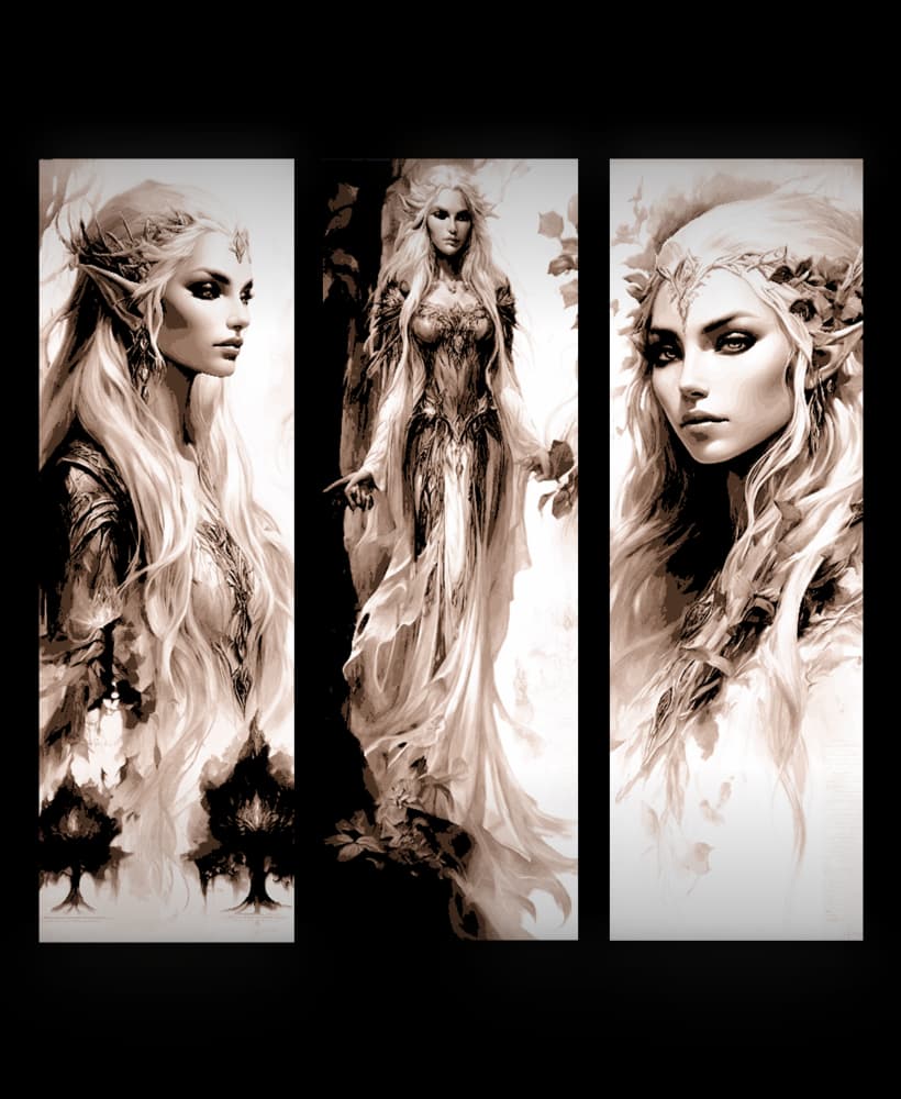 The dark beauty of the elven enchantress - Set of bookmarks 3d model