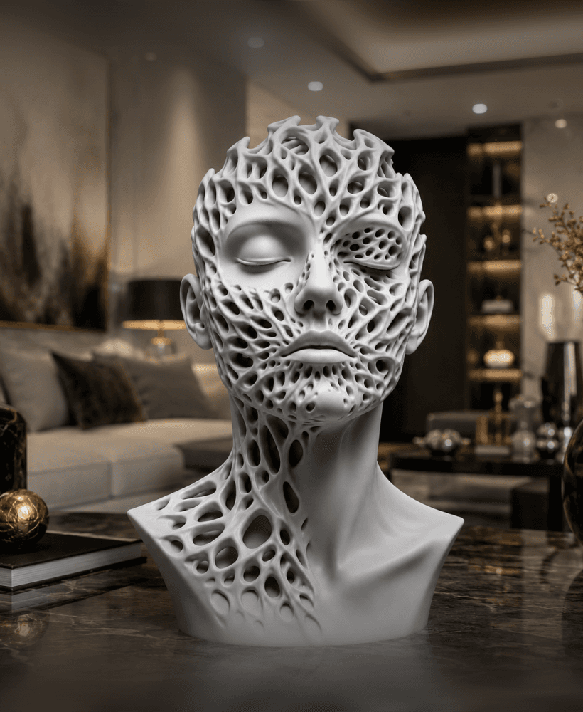 Free Surreal Porous Woman Bust STL – Abstract Bio-Organic Sculpture for 3D Print 3d model
