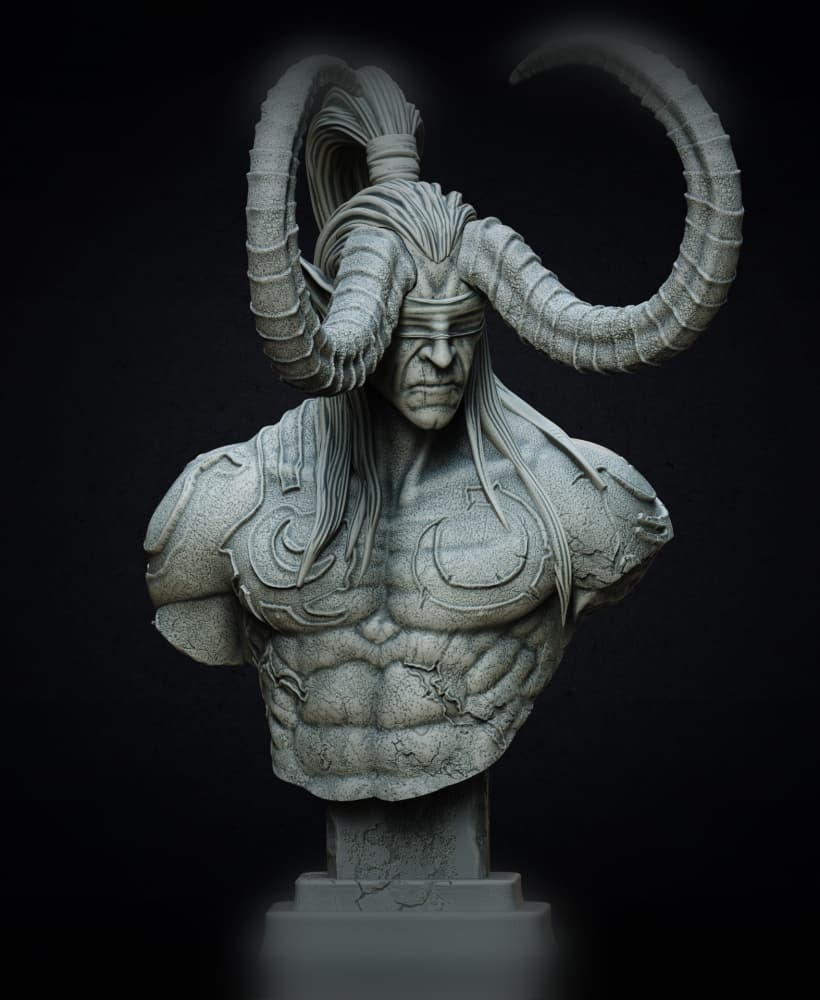 Illidan Stormrage bust (Pre-Supported) 3d model