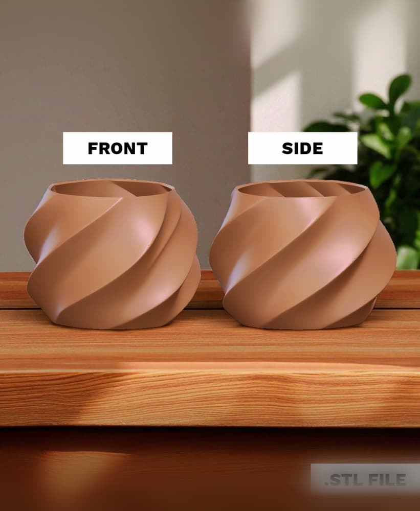 Vortex Twist Planter – Dynamic Geometry STL Model 3d model