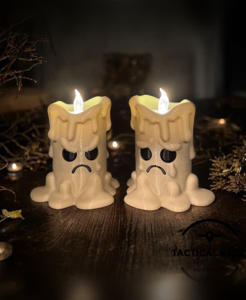 Melting Mood Candle Duo - Sad & Angry Tea Light Holders 3d model