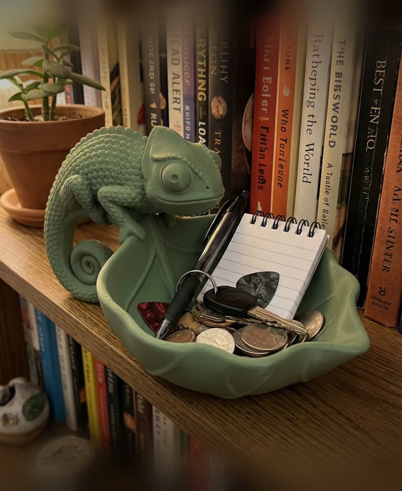 Chameleon Catchall Bowl STL – Reptile Key Holder Dish – Decorative Entryway Organizer – 3D Printable 3d model