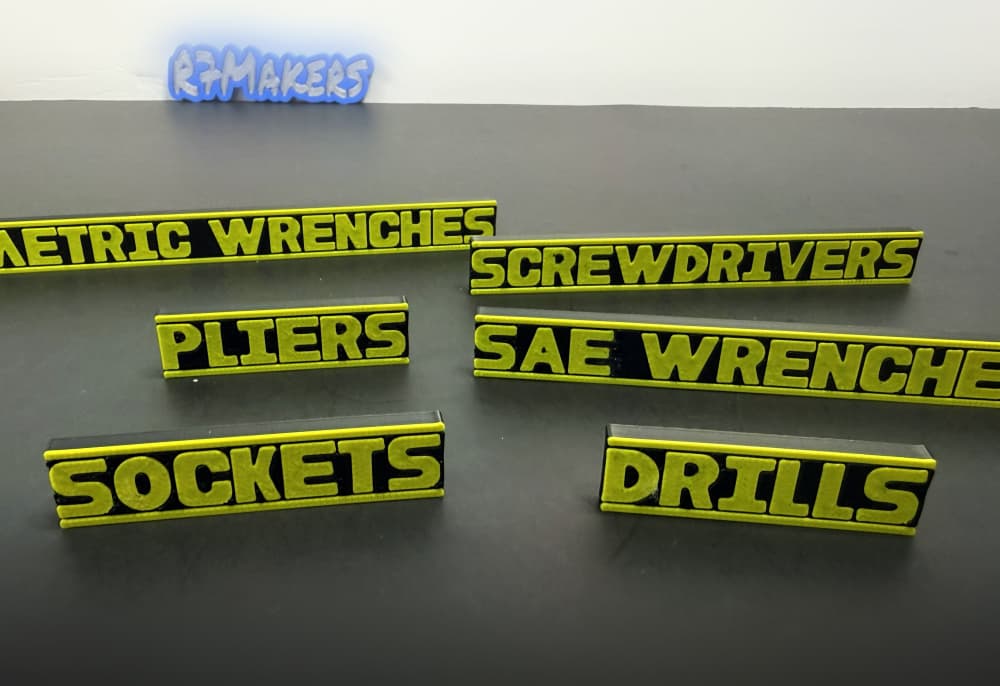 Toolbox Labels | Style D Essential Set | 6-Piece Starter Pack | R7Makers 3d model