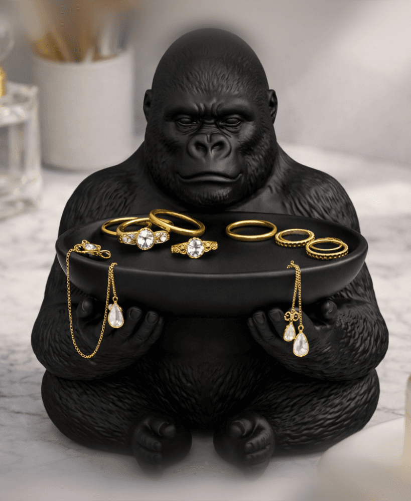Gorilla Trinket Tray STL – 3D Printable Jewelry Organizer Decor 3d model