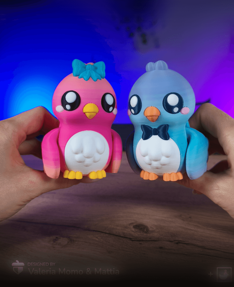 Cute Flexi Birds (Toy, Keychain) 3d model