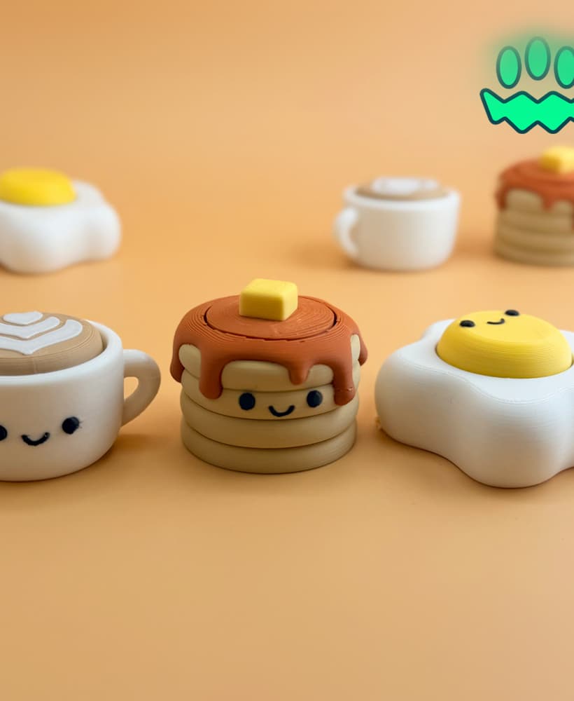 Breakfast Fidget Clicker Keychain Bundle 3d model