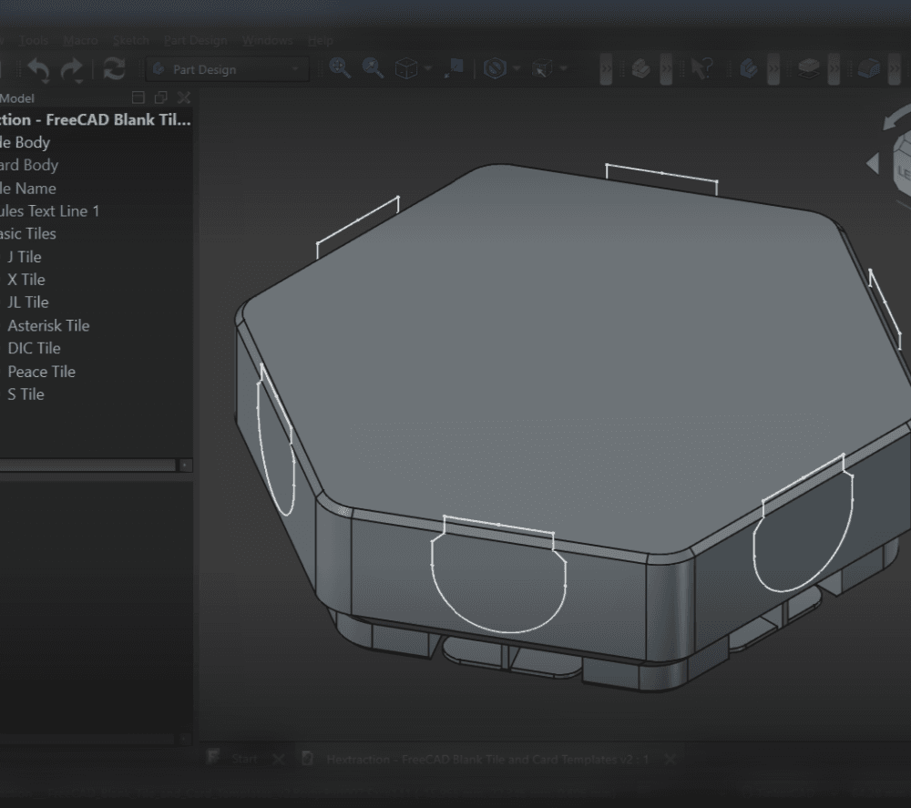 Hextraction - FreeCAD Blank Tile and Card Templates 3d model