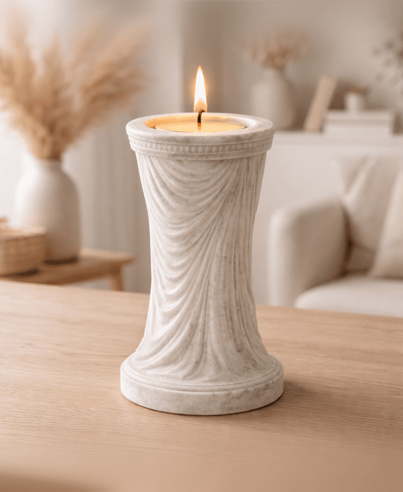 Free Classical Column Tealight Holder STL – Elegant Draped Pillar Candle Holder 3D Print 3d model