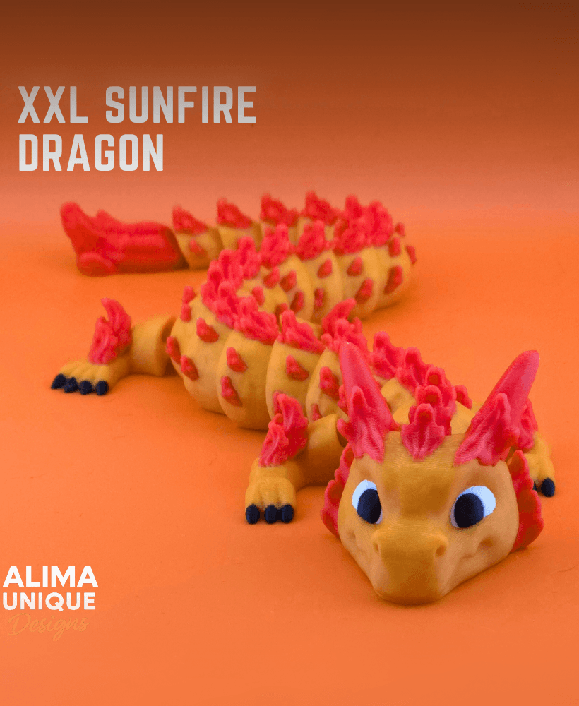 XXL Sunfire Dragon / Articulated Fidget Toy / Wingless 3d model