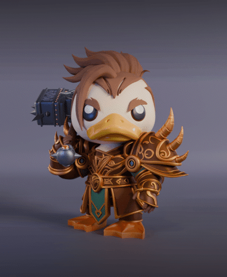 warrior duck with war hammer 3d model