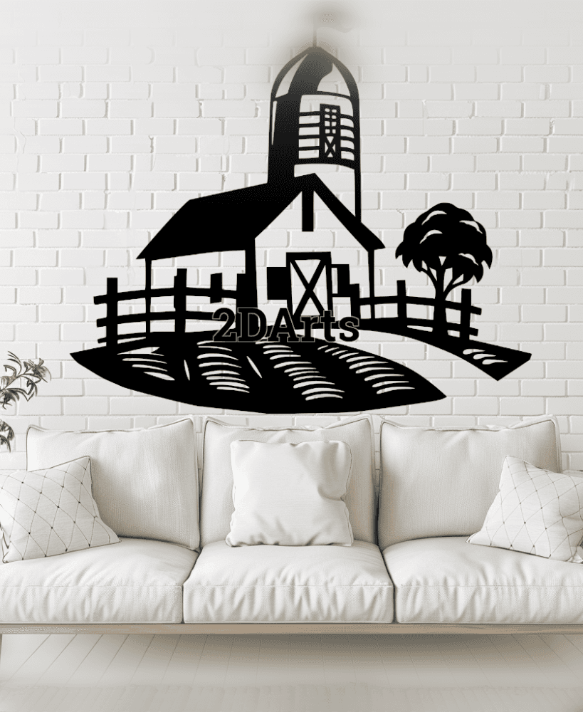 Farm 2D Wall Art/Window Art - Digital STL & SVG Files for 3D Printing and Laser Cutting 3d model
