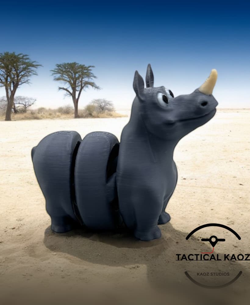 Rhino Flexy Wiggle - Articulating Rhino Print In Place 3d model