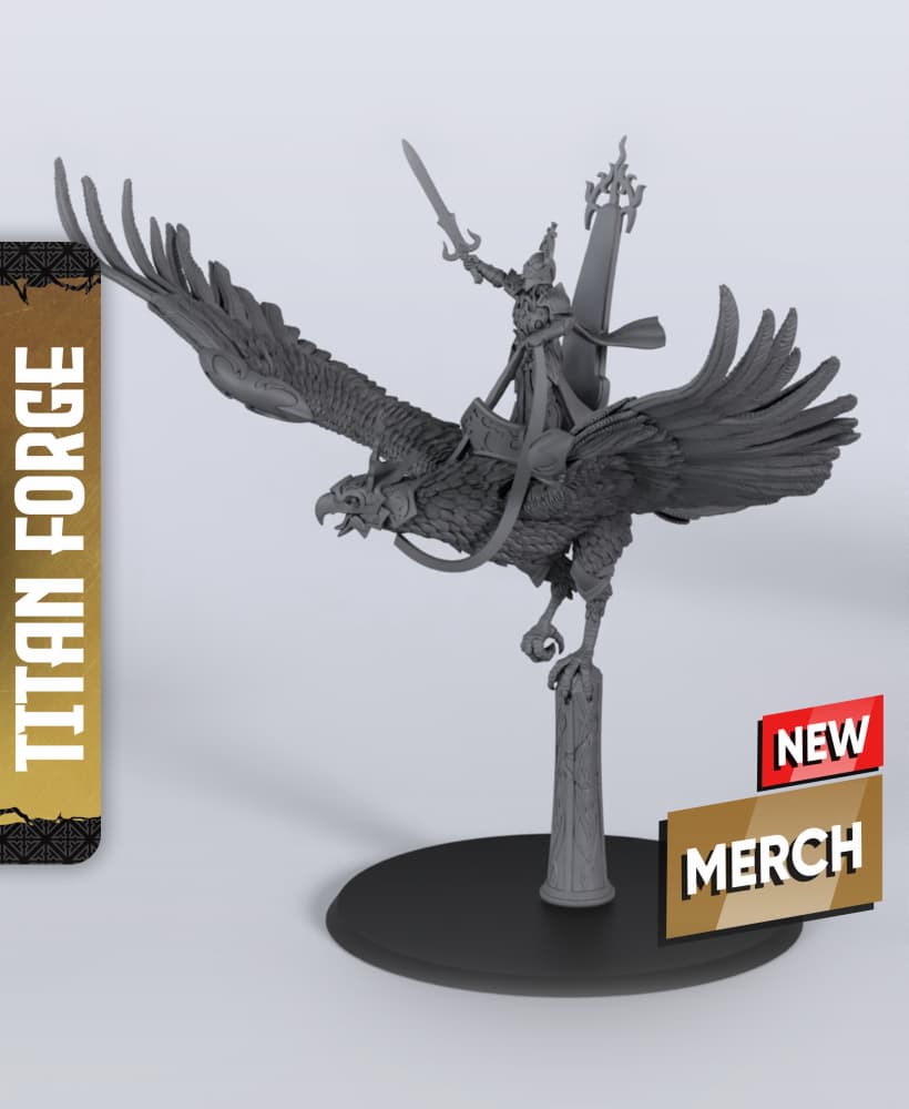 High Elf on Eagel - With Free Dragon Warhammer - 5e DnD Inspired for RPG and Wargamers 3d model