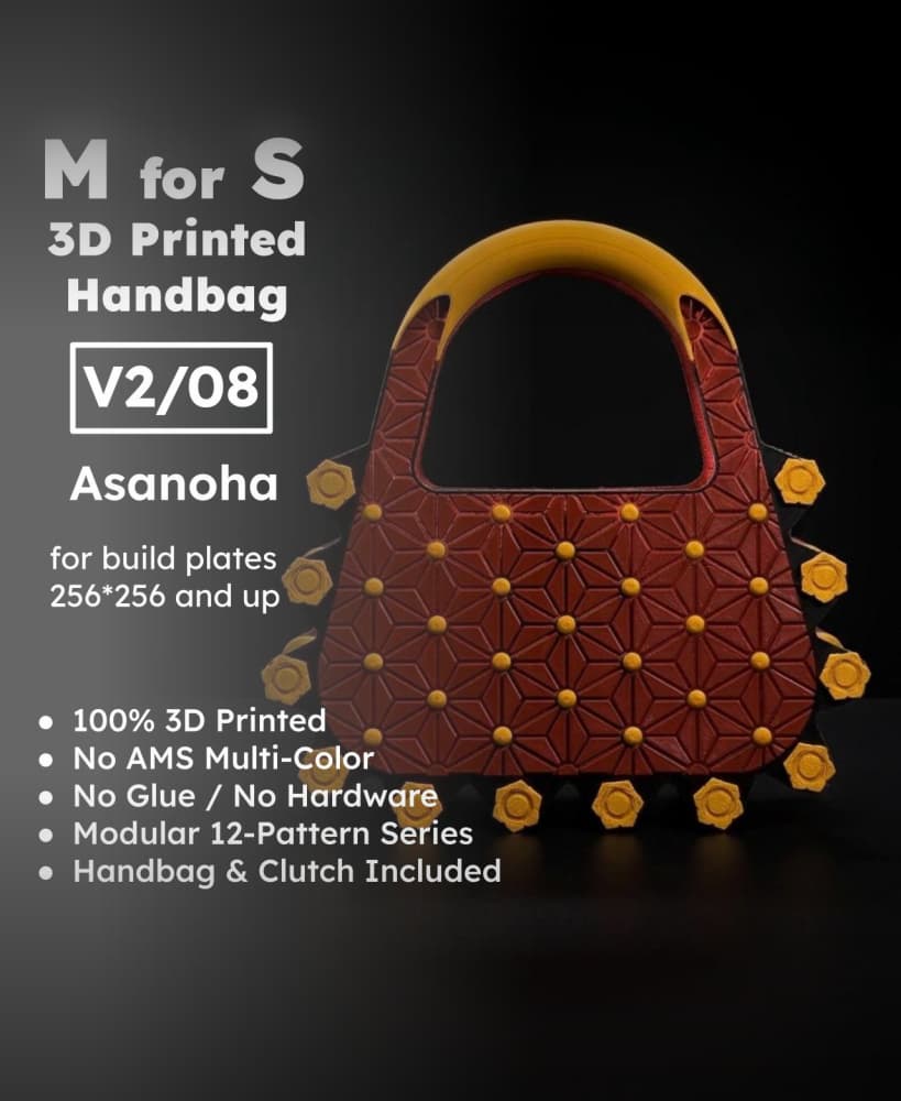 MforS 3D-printed Handbag & Clutch - V2/08 - Asanoha Pattern 3d model