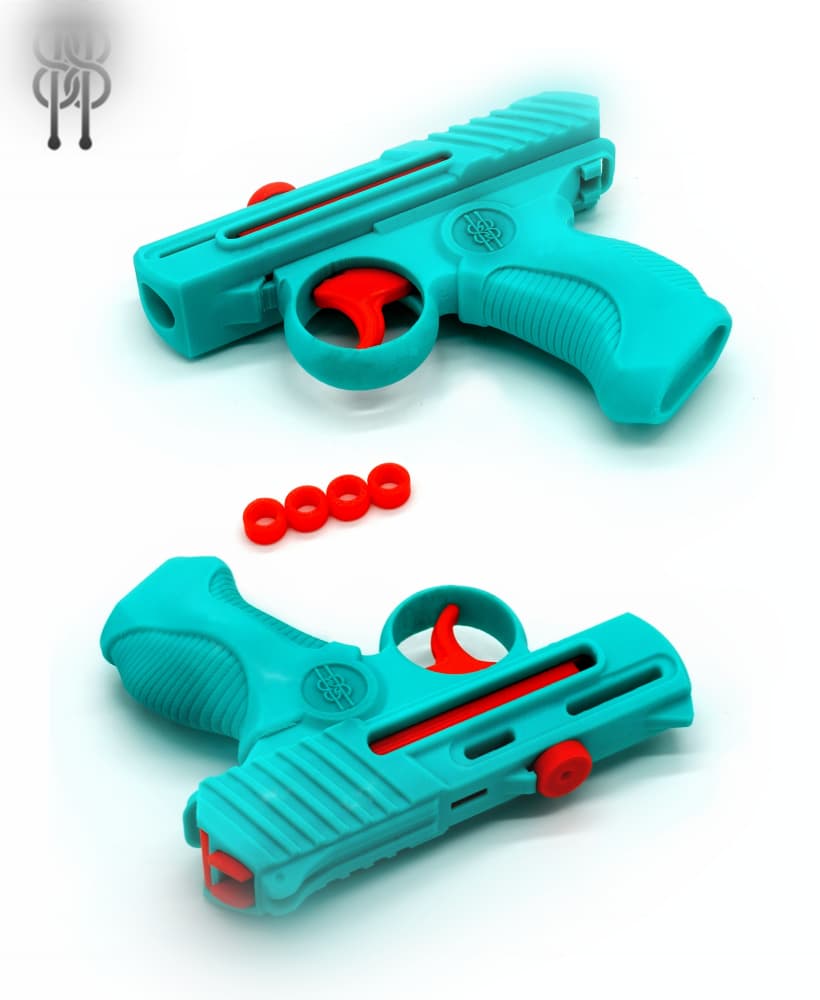 Fully 3D Printable Tiny Toy Gun - (x4 Round - semiauto) - v2 3d model
