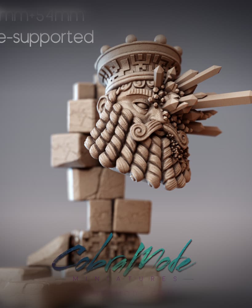 Floating Statue Head - Ukanir, Stonebinder Golem (Pre-supported) 3d model