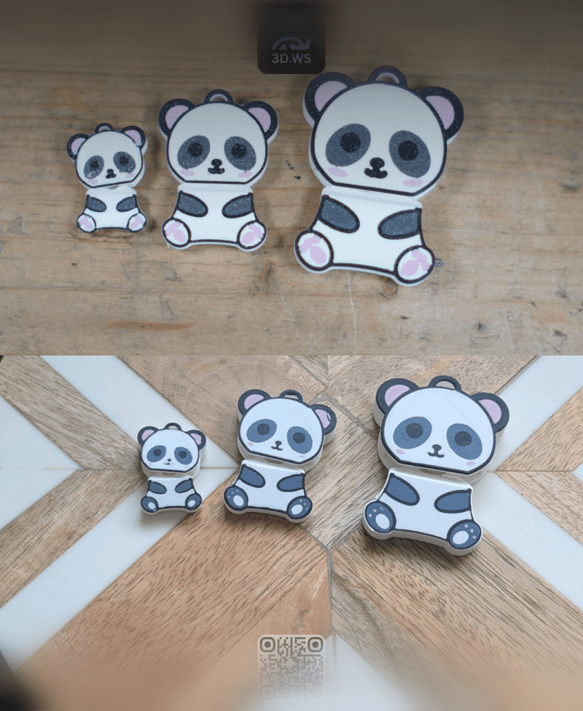 Panda Wiggle Keyring Free File 3d model