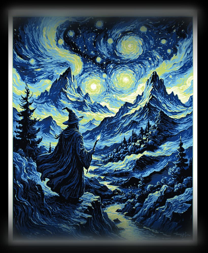 Art Piece - The Starry Night Meets the Wizard in the Fantasy World 3d model