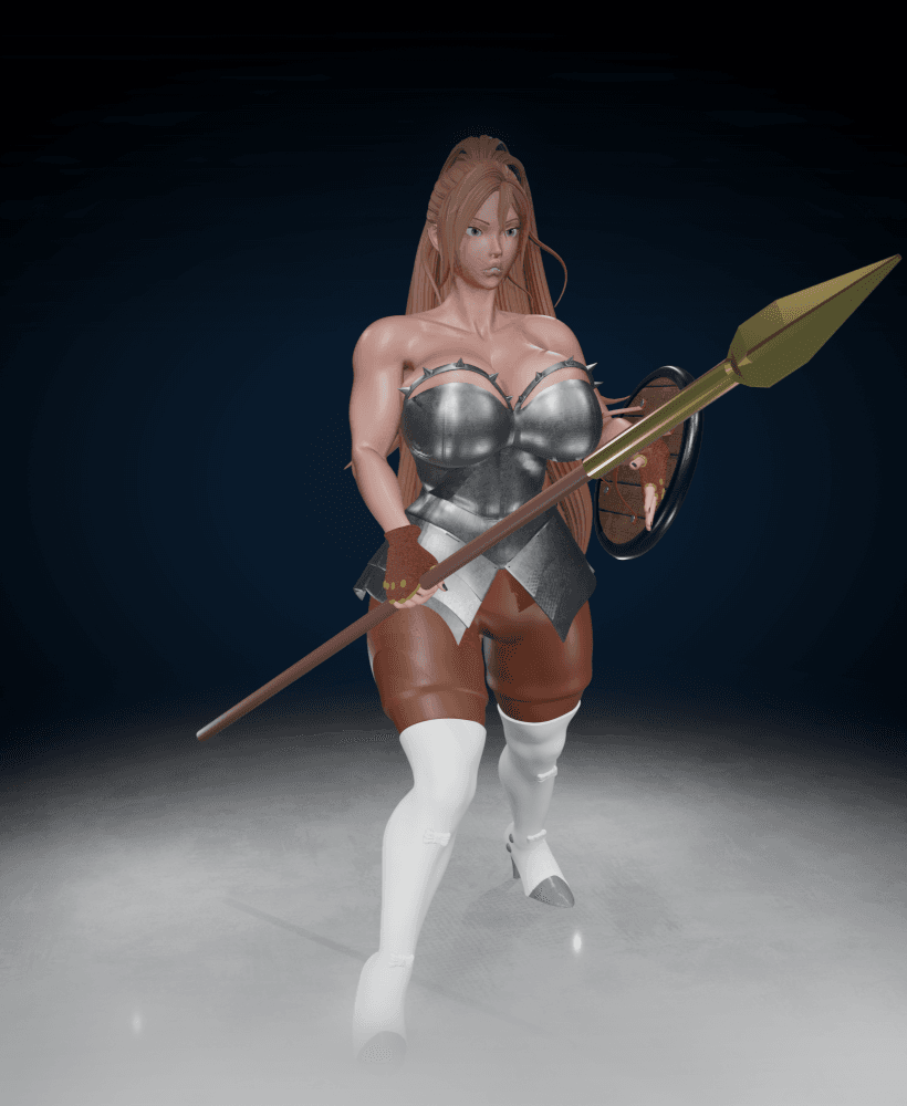 Fantasy Female Spear Fighter 3d model
