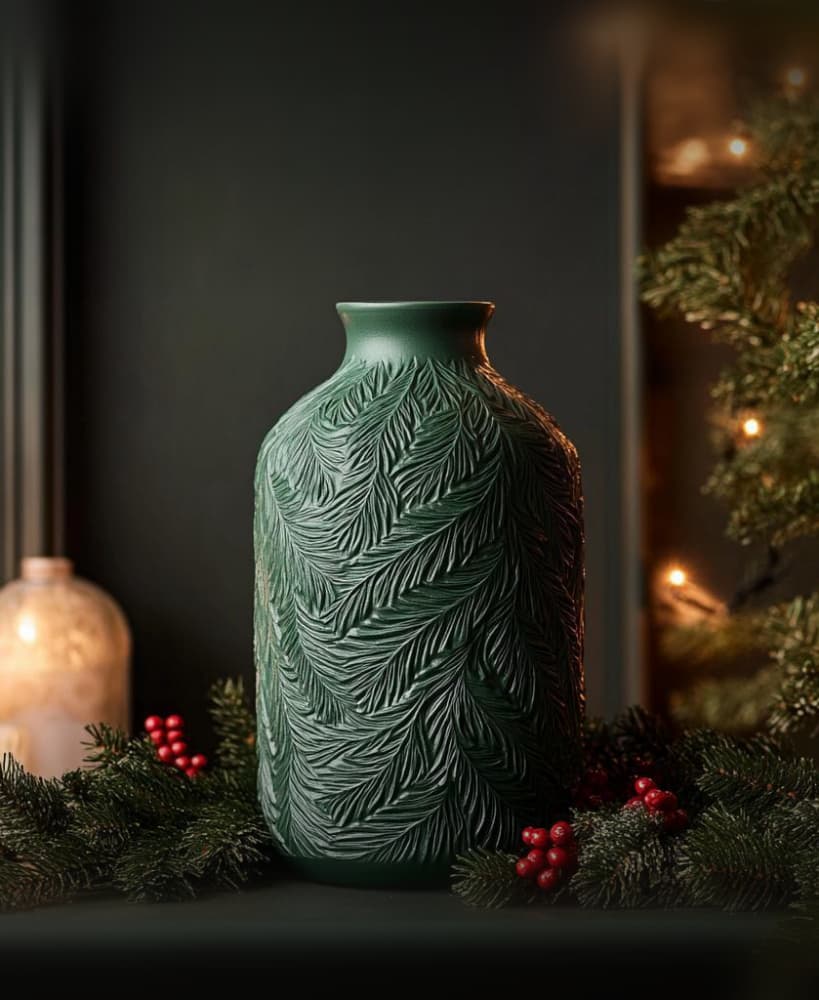 Frosted Pine Vase for Christmas Decor 3d model