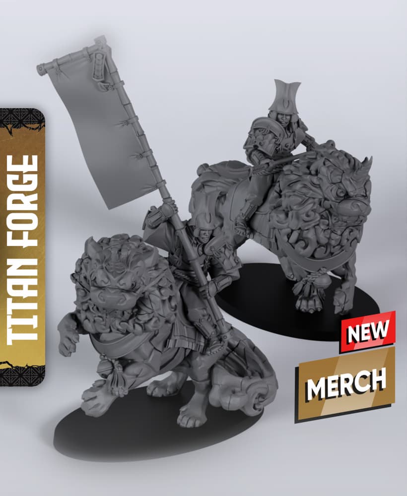 Mounted Thunder Warriors - With Free Dragon Warhammer - 5e DnD Inspired for RPG and Wargamers 3d model