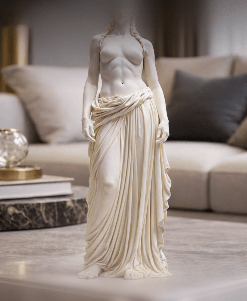 Classical Goddess Statue STL – Draped Female Marble Sculpture for 3D Printing 3d model