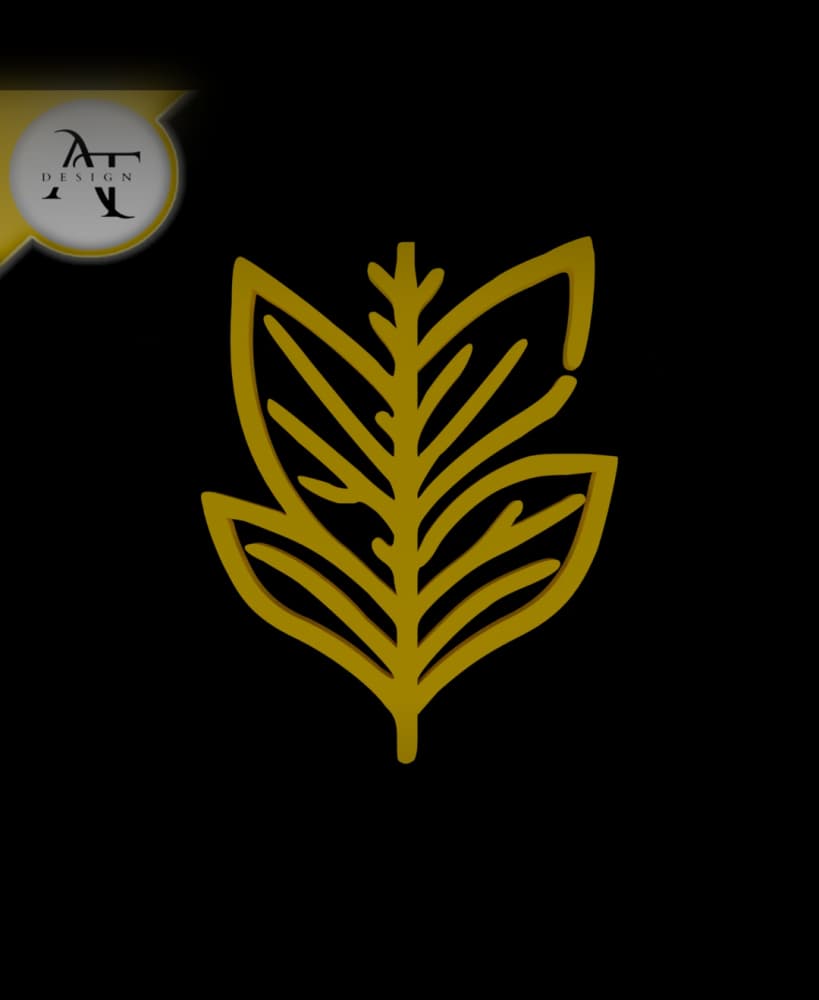 Simple Leaf Symbol - 2D Art 3d model